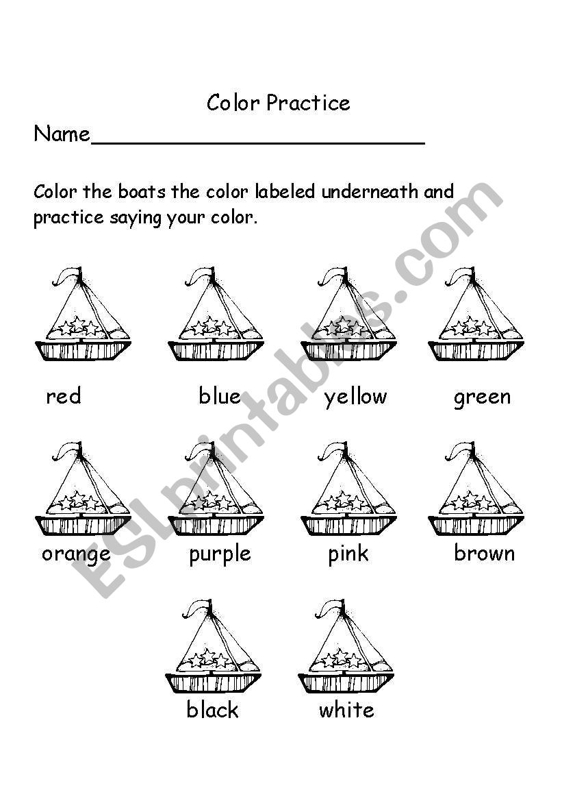 Color Word Practice worksheet