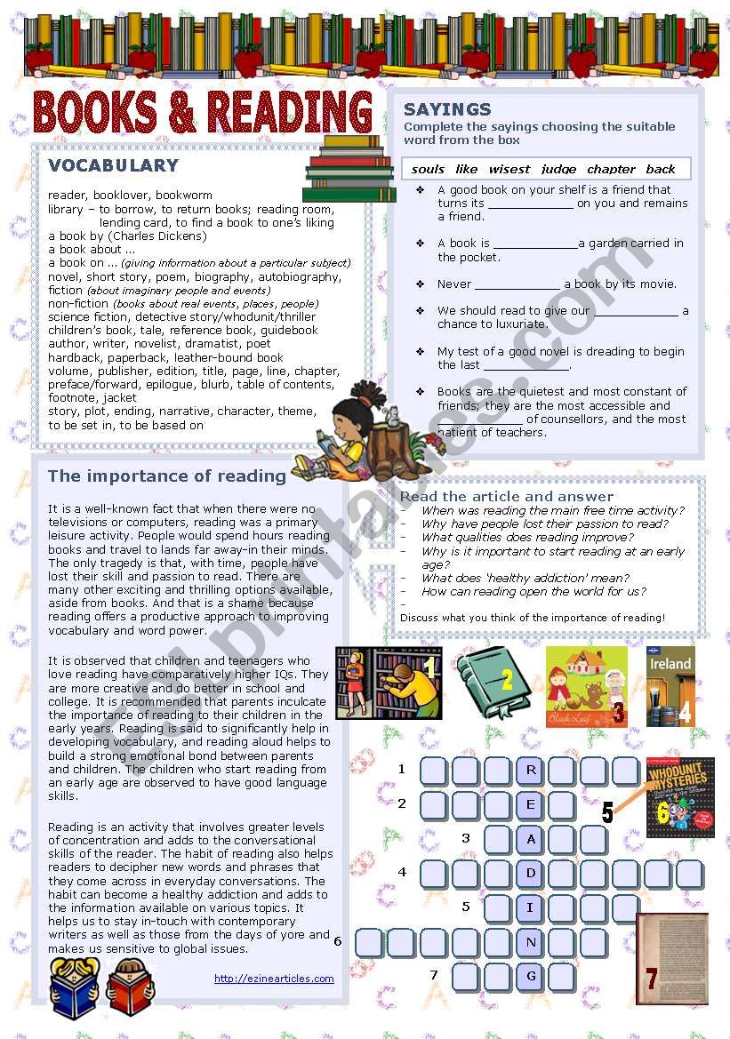 Books & reading worksheet