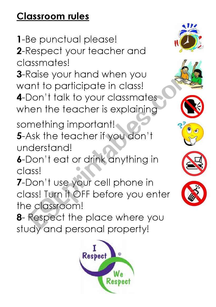 Classroom rules worksheet