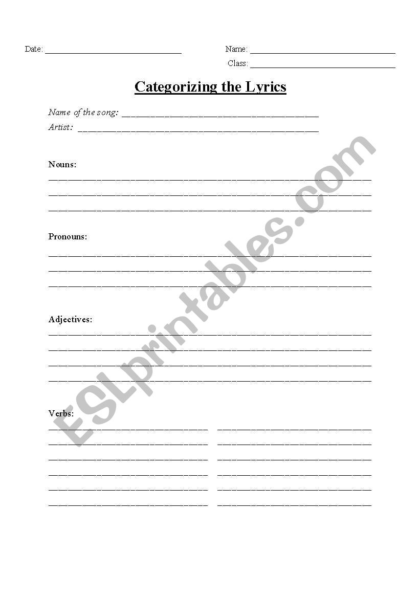 Reinvest a Beatle song worksheet