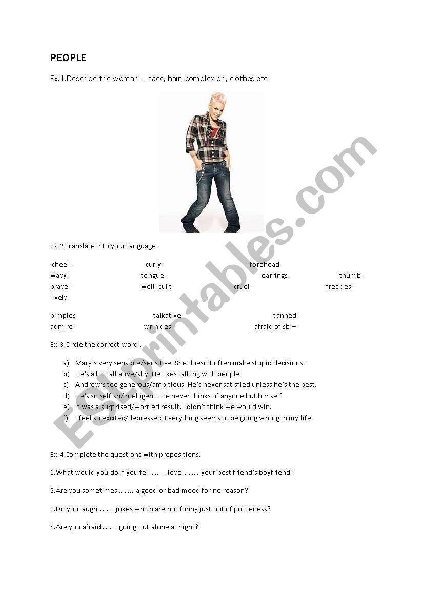 People-appearance,personality,clothes etc. etc.