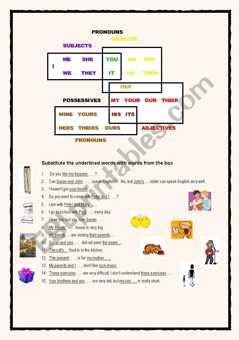 pronouns and possessives worksheet