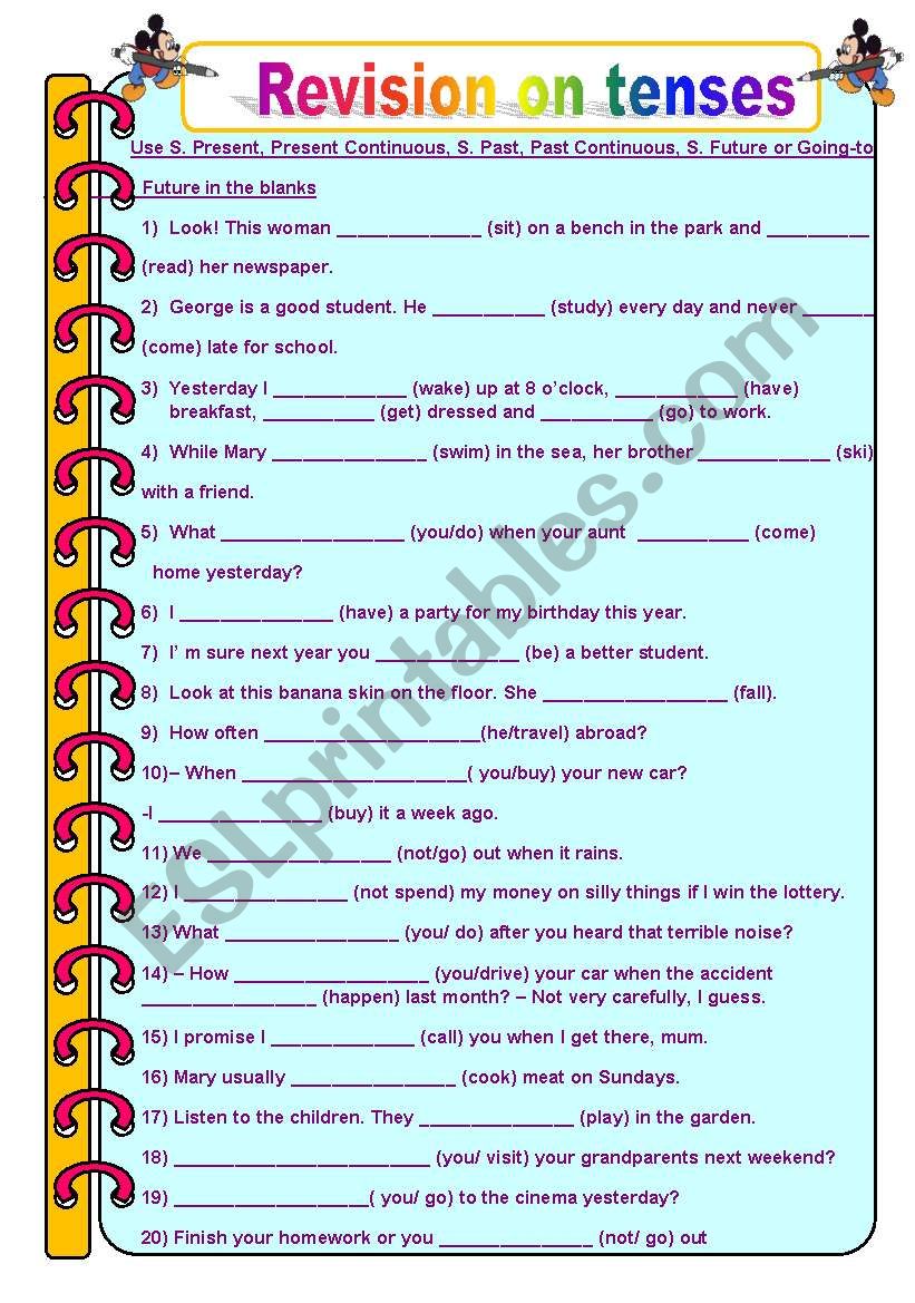 Revision on Tenses worksheet