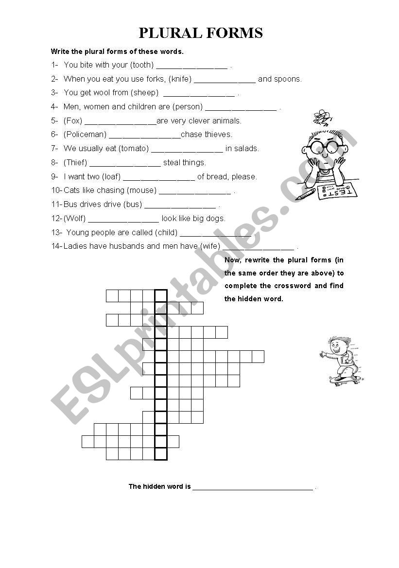 PLURAL FORMS -REVISION worksheet