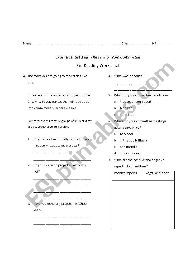 the flying train committee - pre-reading