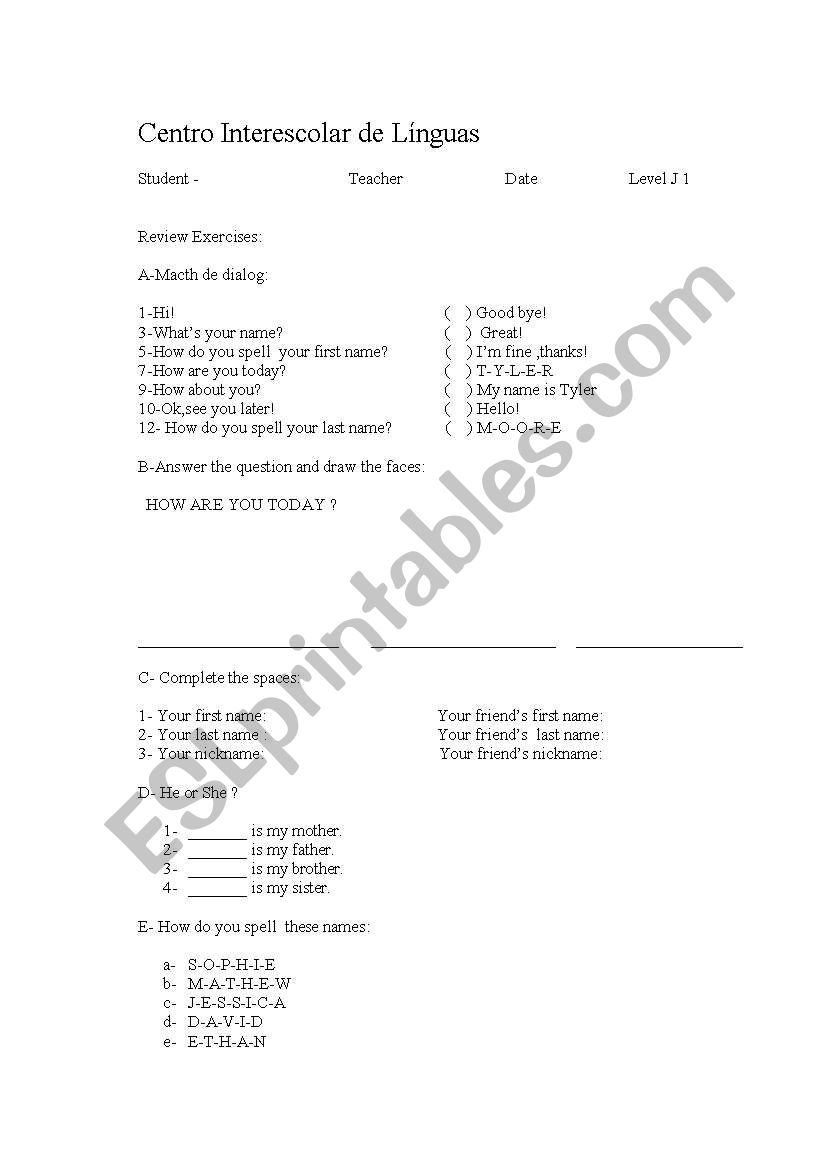 JUVENILE EXERCISES worksheet