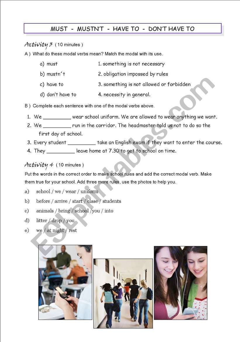 SCHOOL RULES worksheet