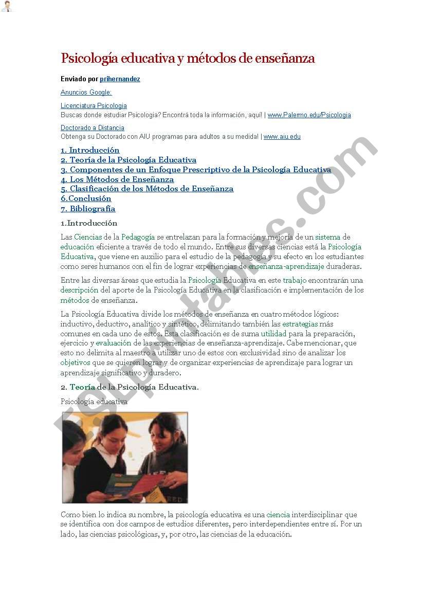 Pedagogy  worksheet