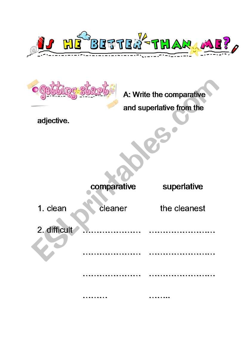 Is he better than me worksheet