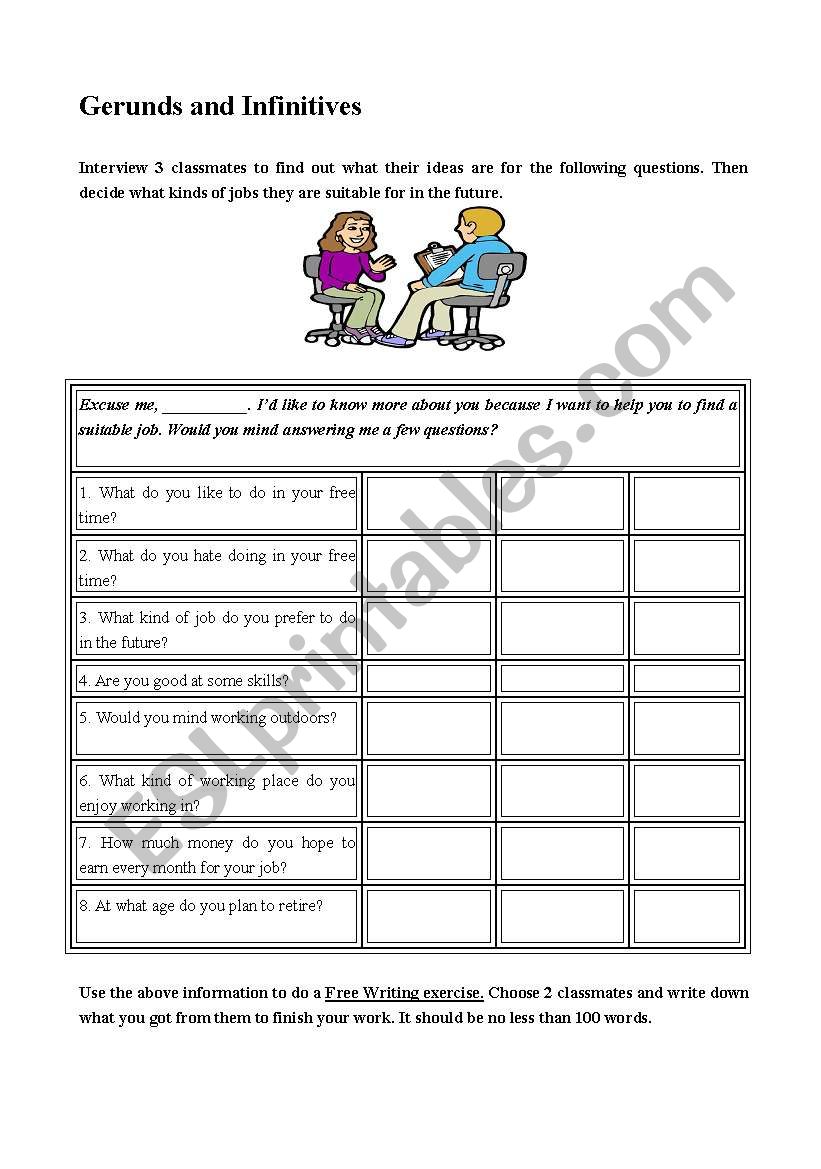 Gerunds and Infinitives worksheet