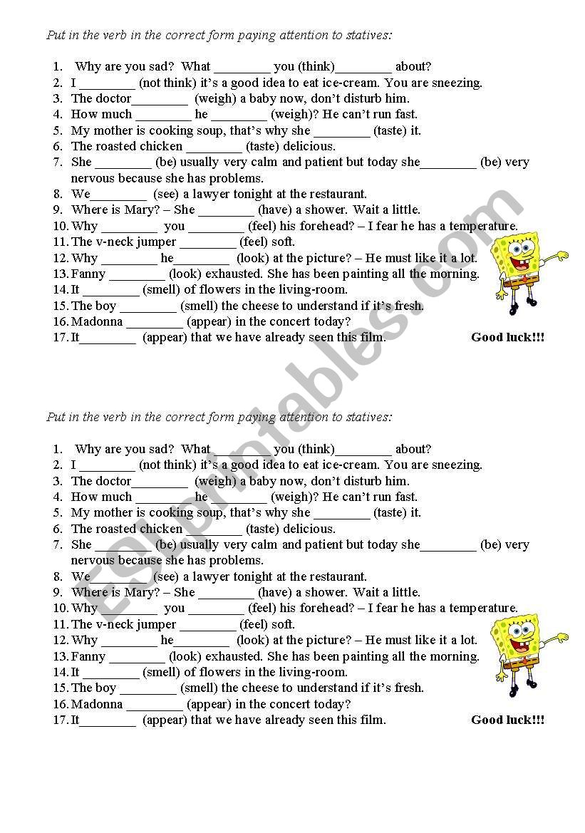 Present Simple Present Continuous with State verbs for Pre-Intermidiate students