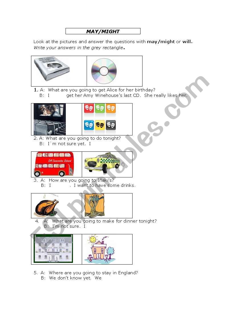 may/might worksheet