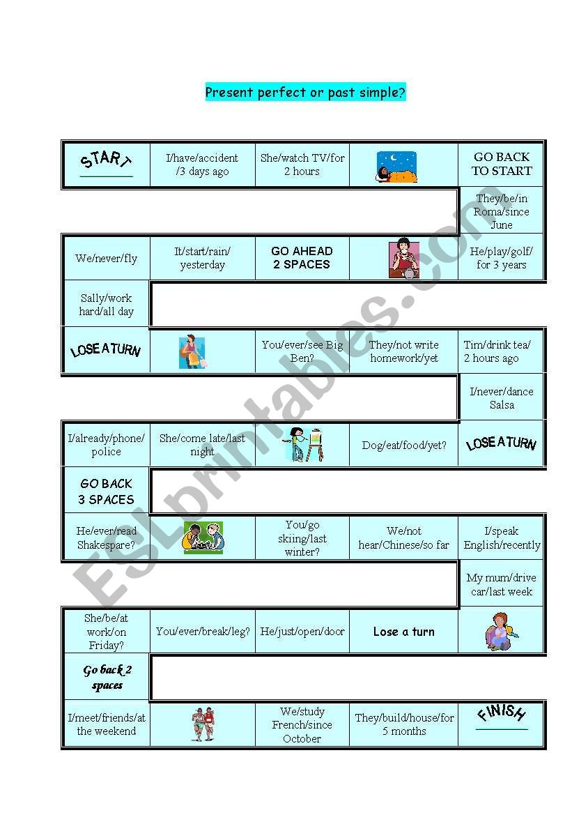 Present perfect or past simple?-board game