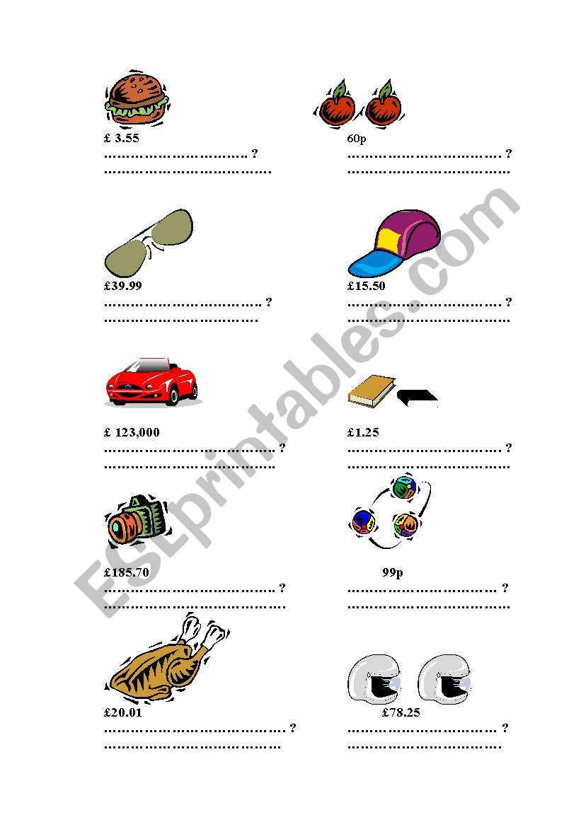 How much is it? worksheet