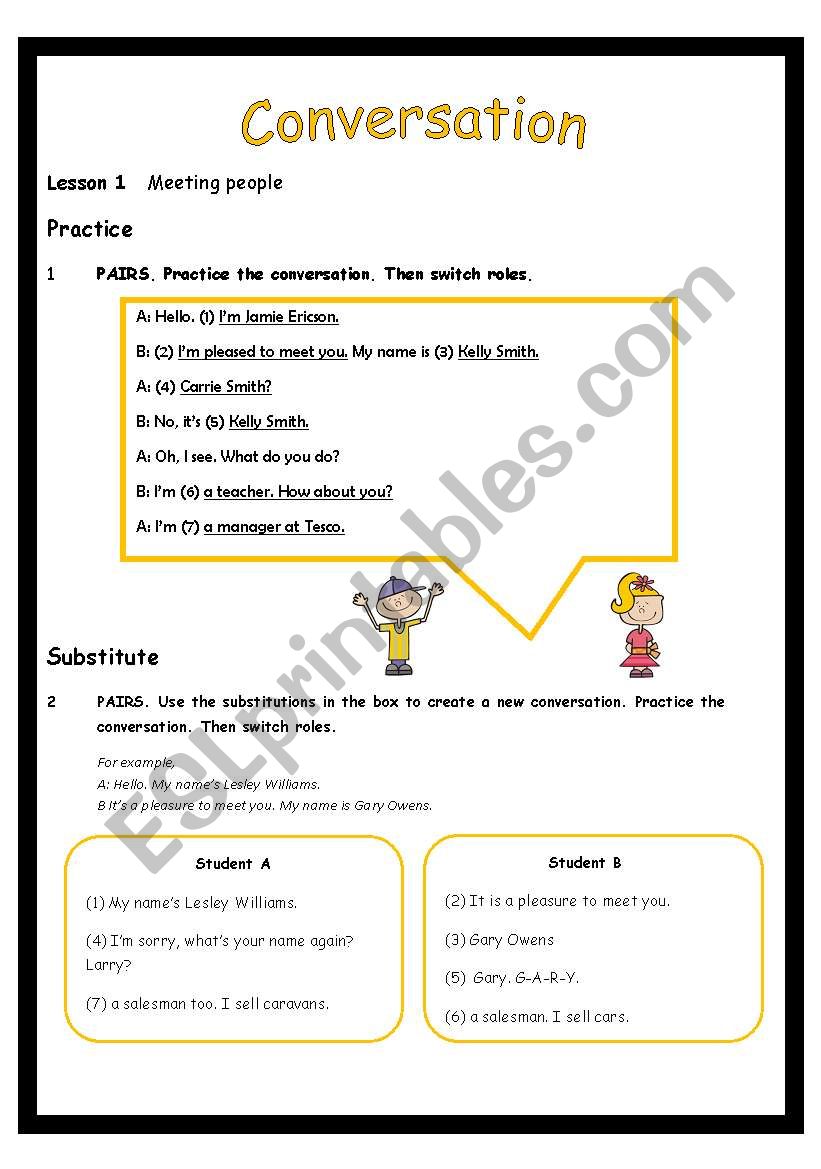 Conversation: Lesson 1 Including Teachers Guide (3 PAGES)