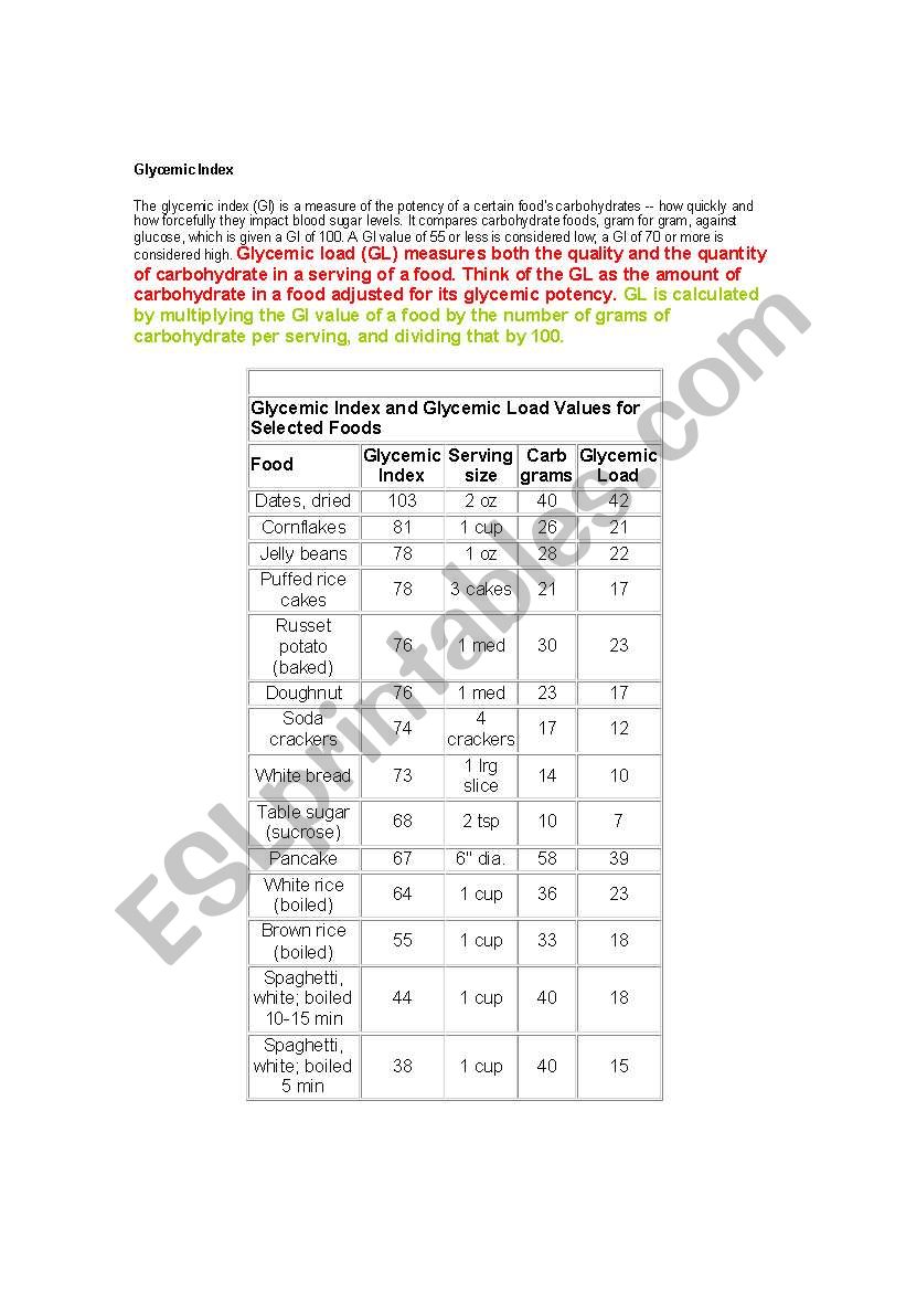 diabetic worksheet