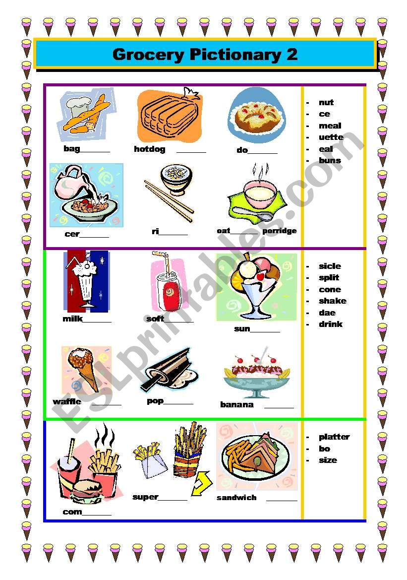 Grocery Pictionary 2 worksheet