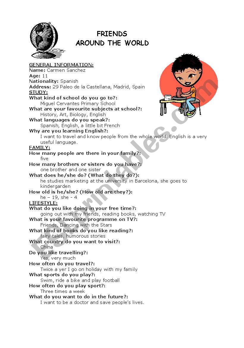 Friends around the world worksheet