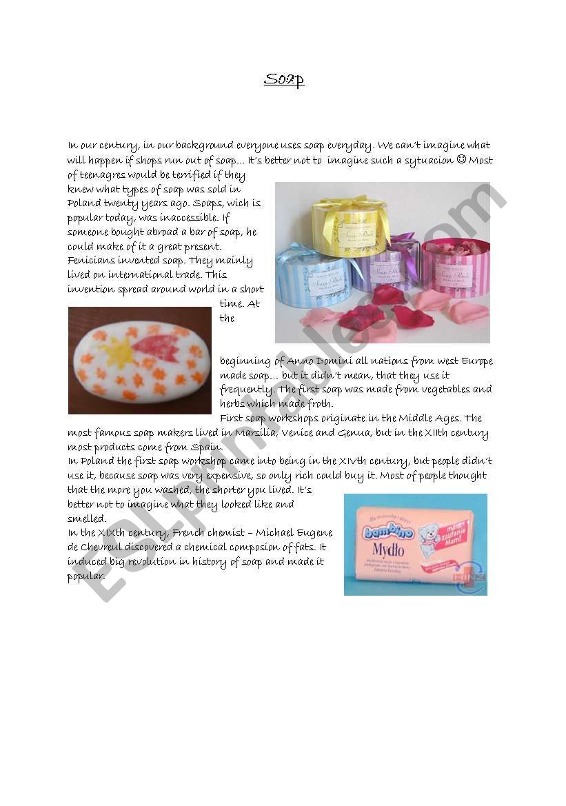 Short history of soap worksheet