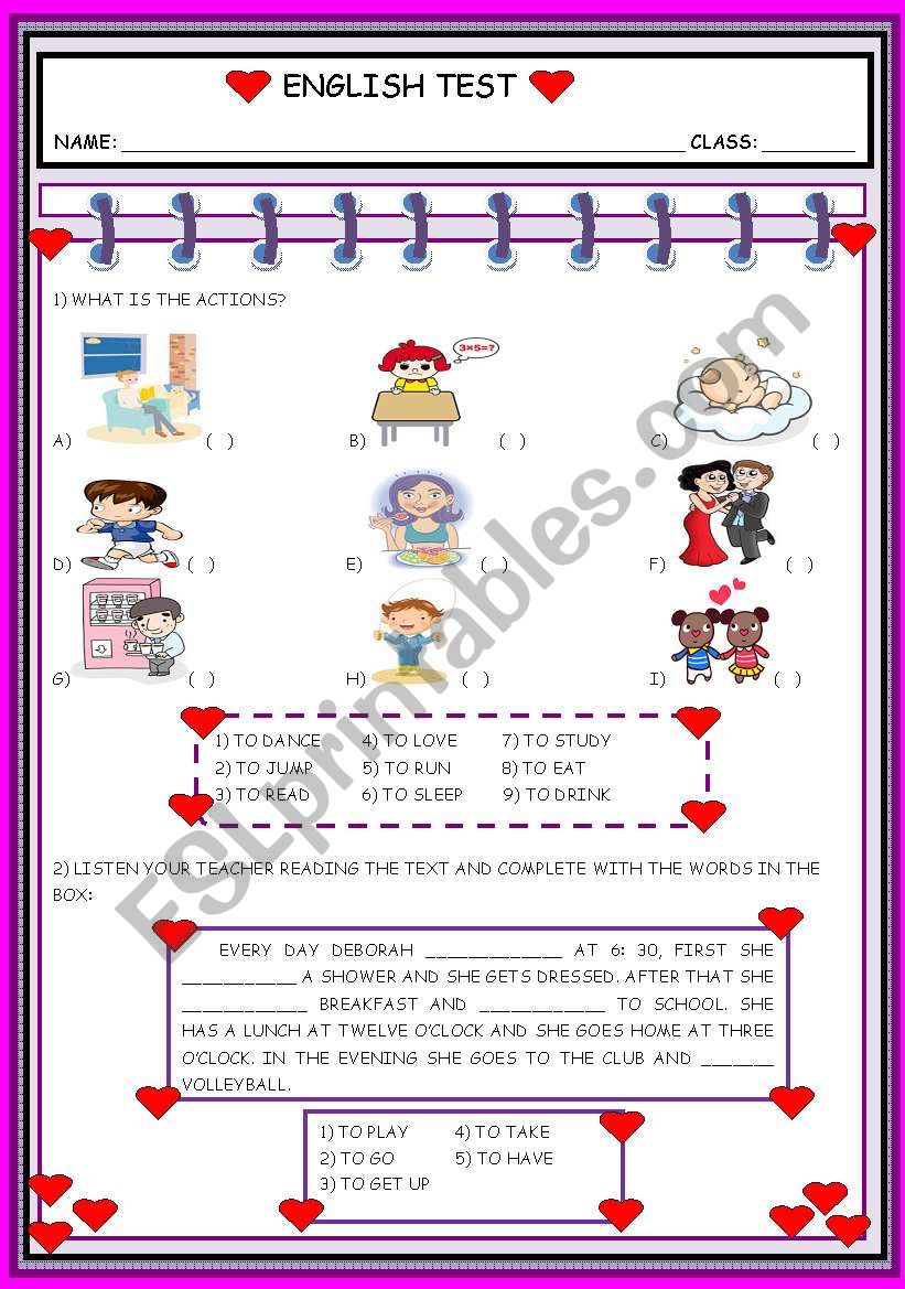 VERBS worksheet