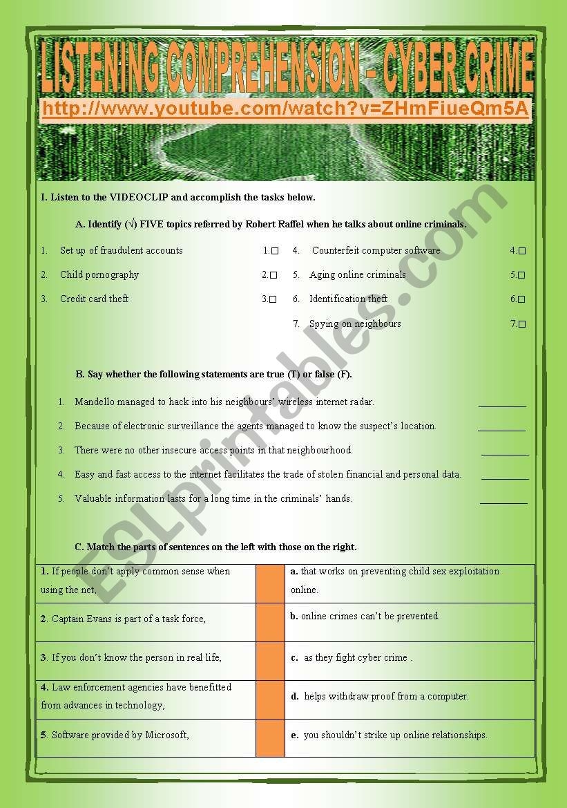 CYBER CRIME - listening comprehension