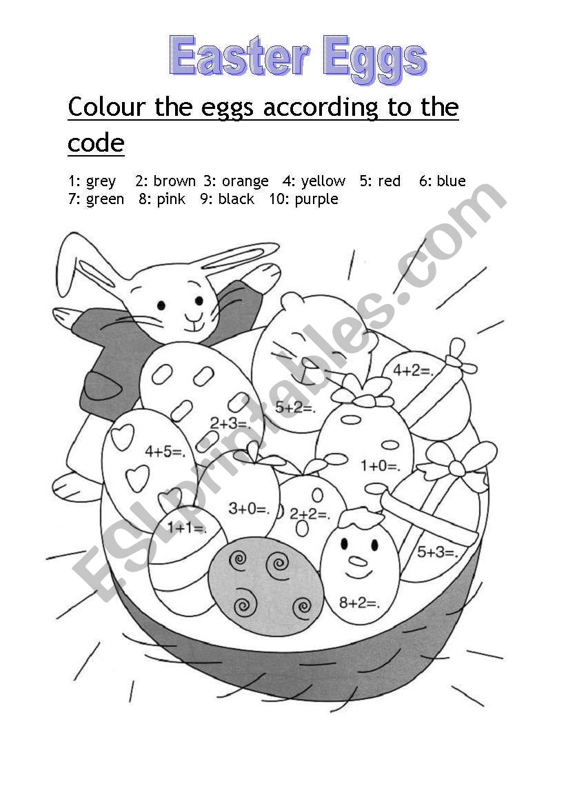 Colour the eggs acording to the code