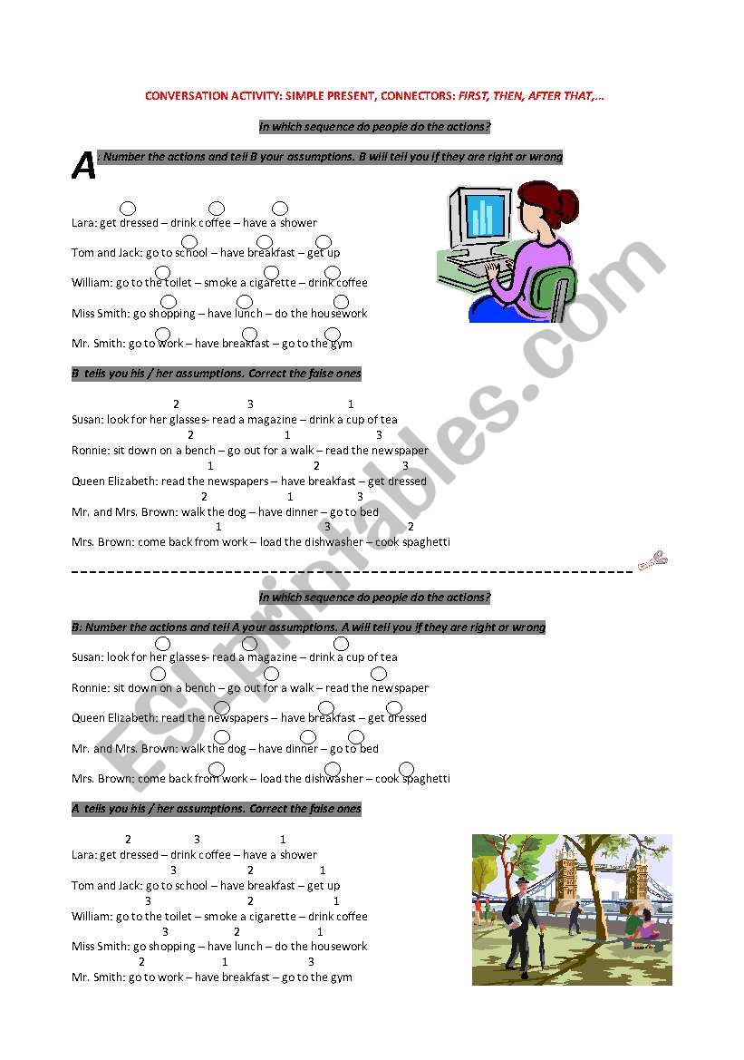 Conversation activity worksheet