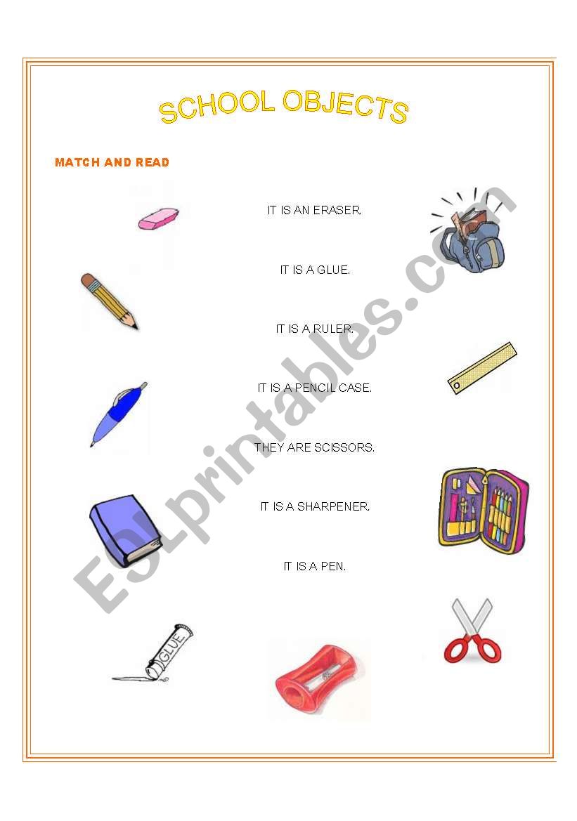 SCHOOL OBJECTS worksheet