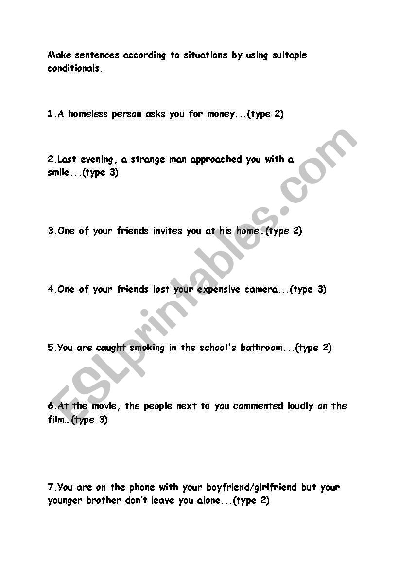 conditionals (type 2&3) worksheet