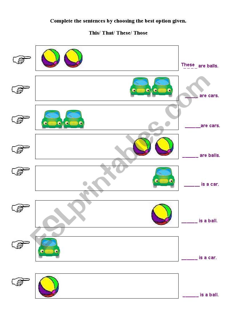 demonstratives worksheet