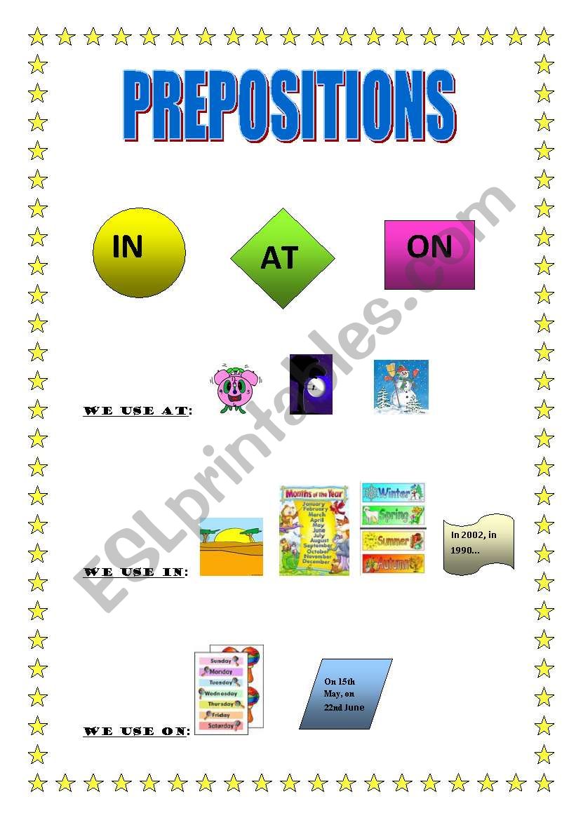 Prepositions: At, In, On worksheet