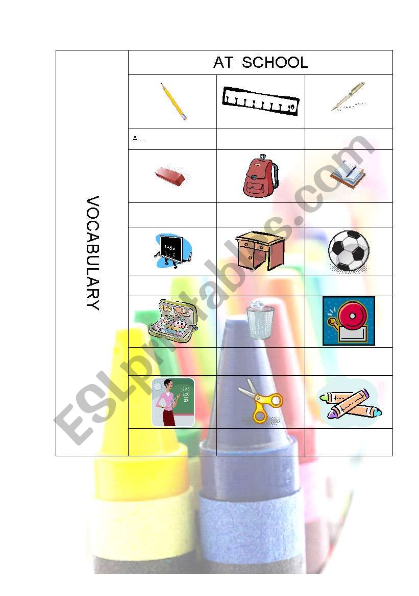 Vocabulary School worksheet