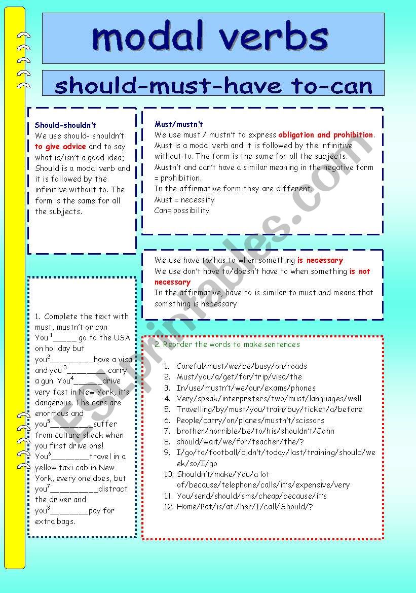 MODAL VERBS worksheet