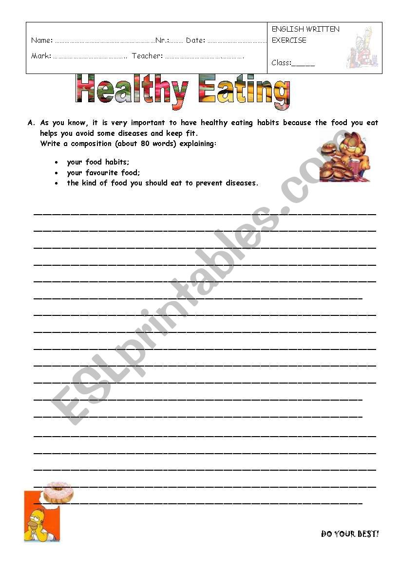 Healthy Eating worksheet