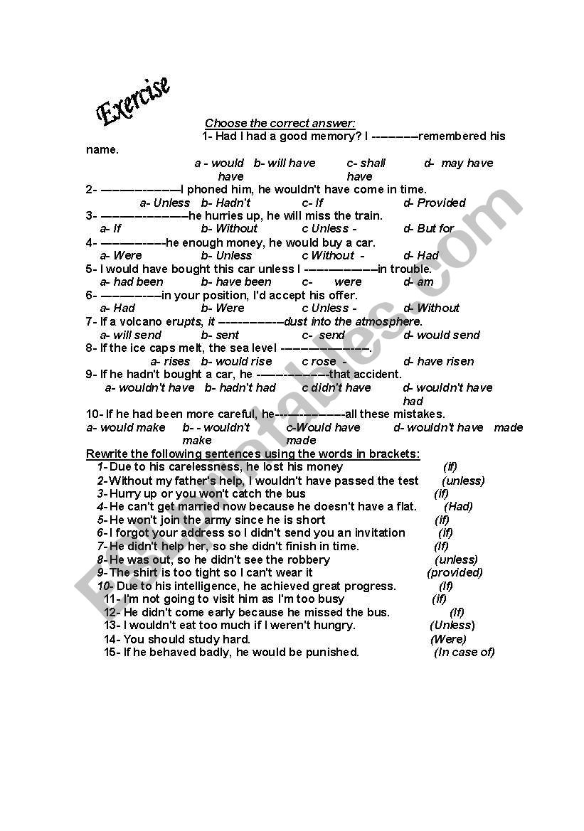 CONDITIONALS worksheet