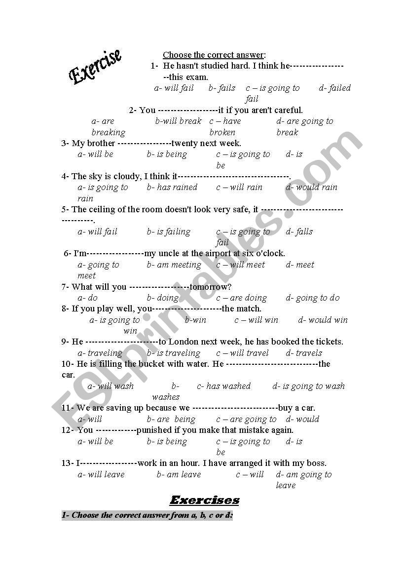 future tenses worksheet