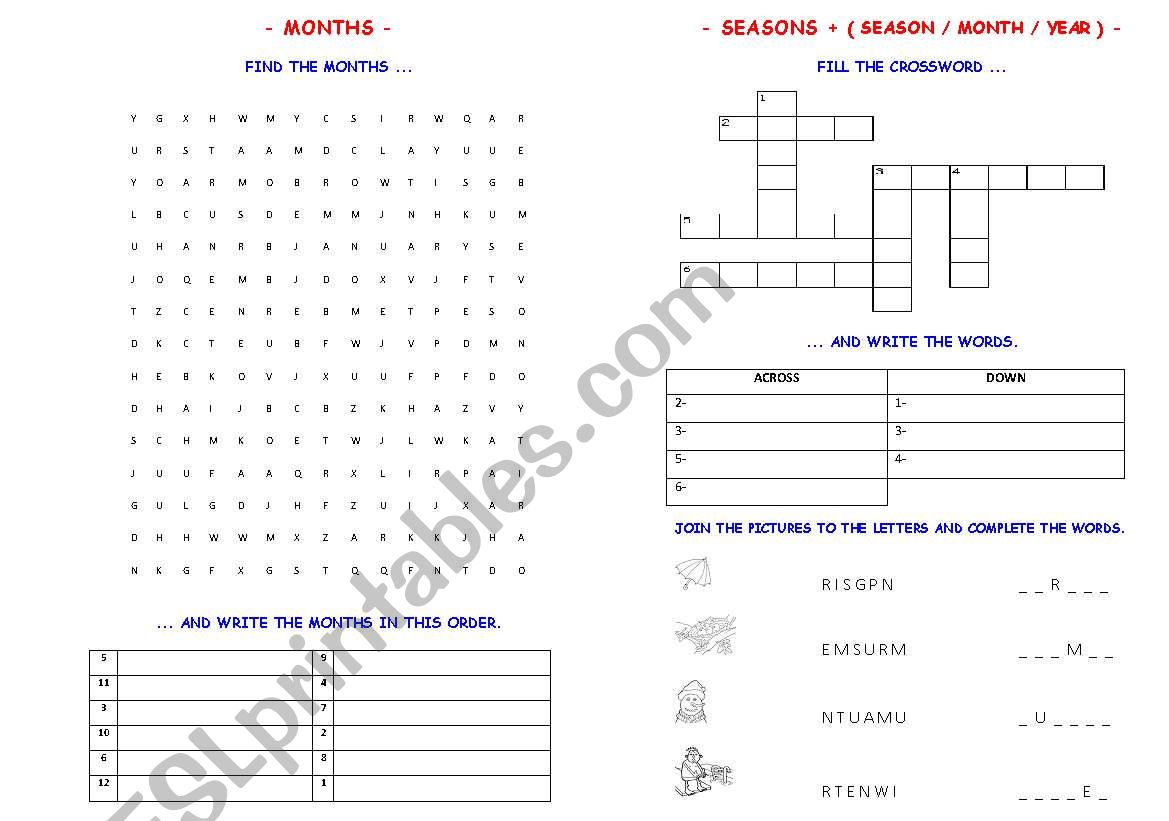 MONTHS & SEASONS worksheet