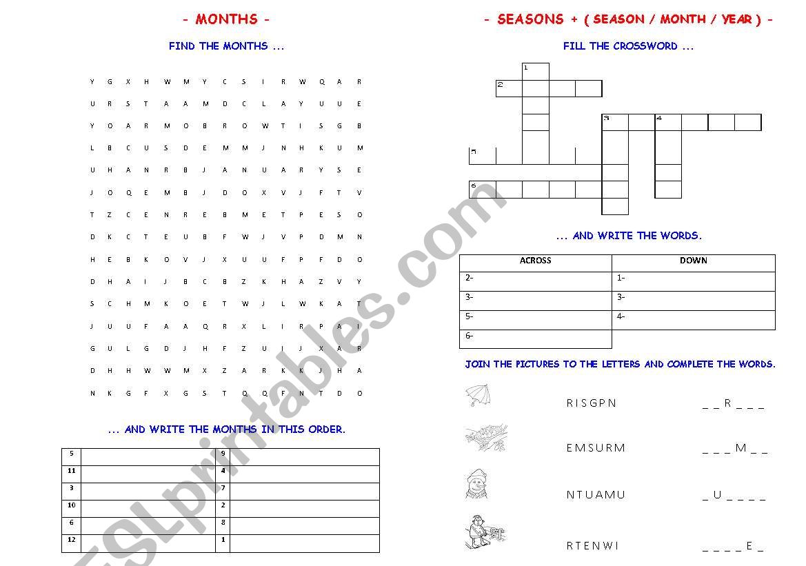 MONTHS & SEASONS worksheet