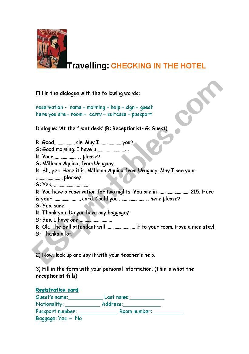 CHECKING IN THE HOTEL worksheet