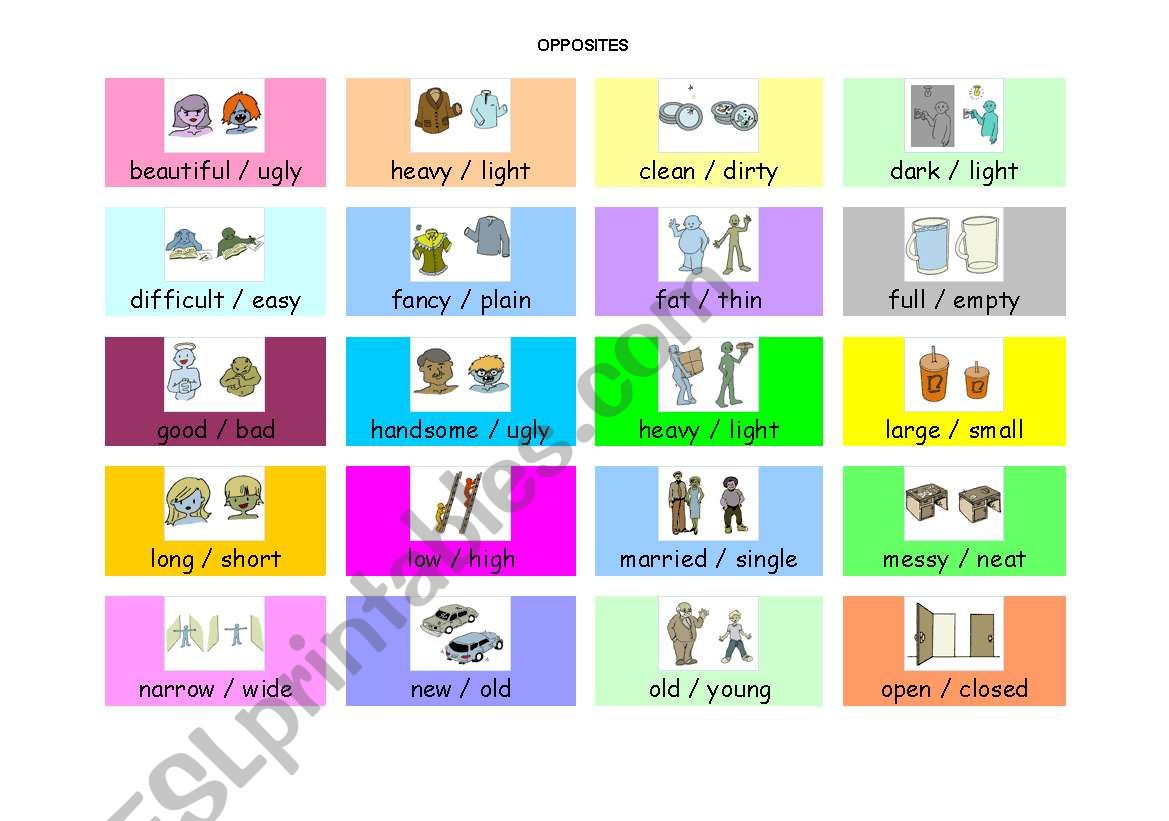 opposites worksheet