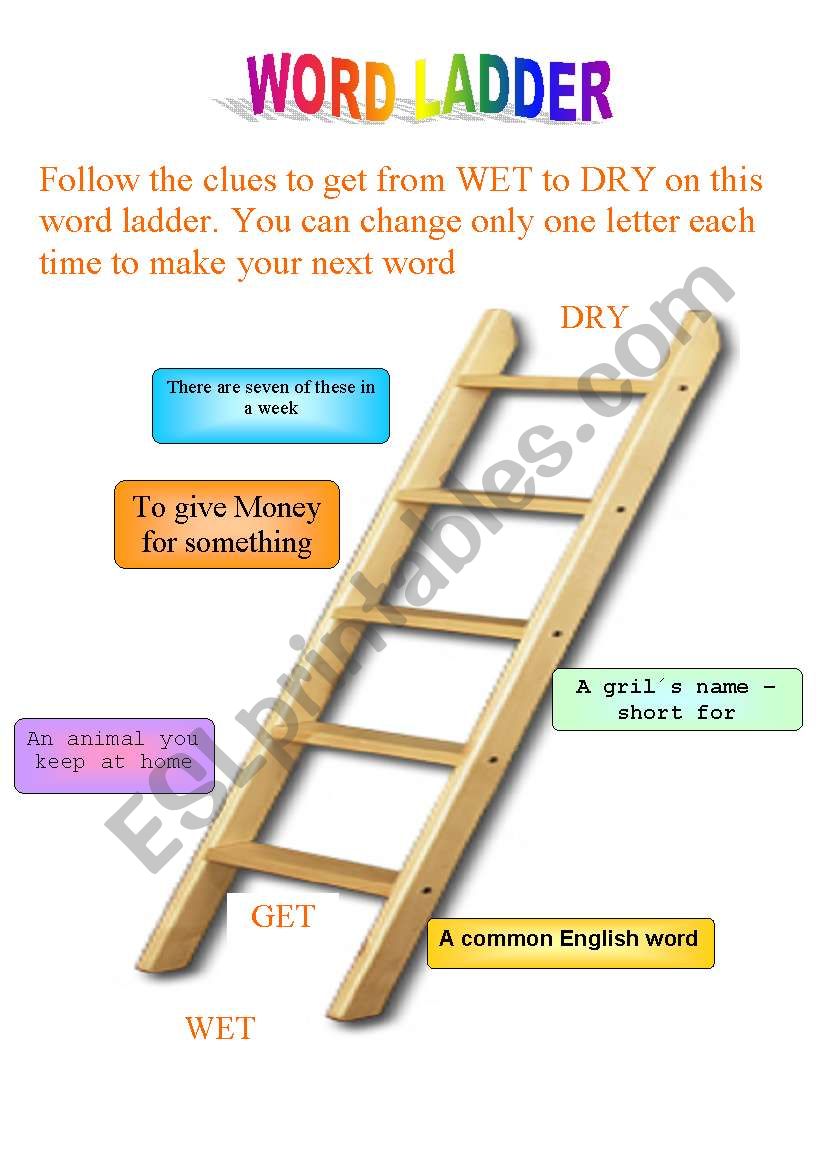 Word Ladder ESL worksheet by newuser07