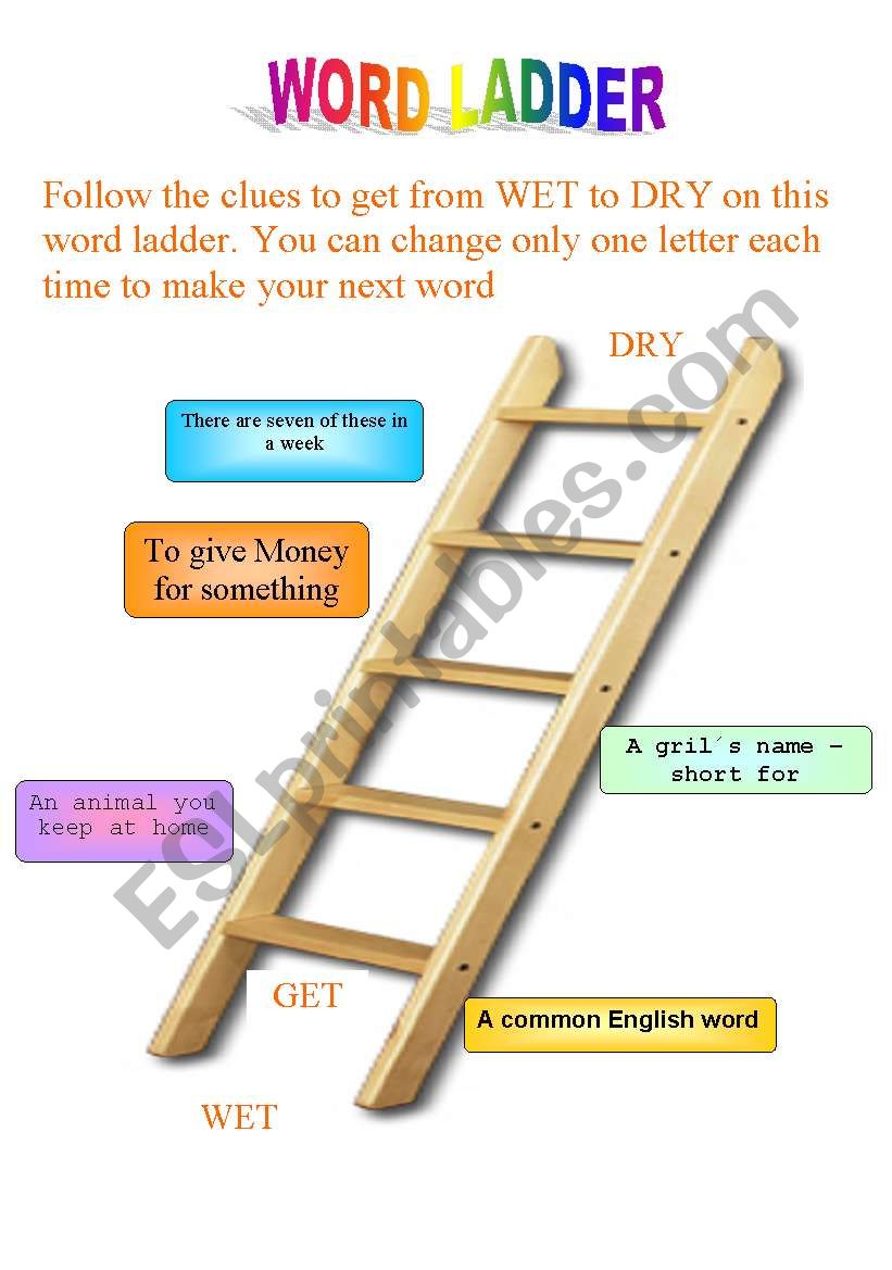Word Ladder ESL Worksheet By Newuser07