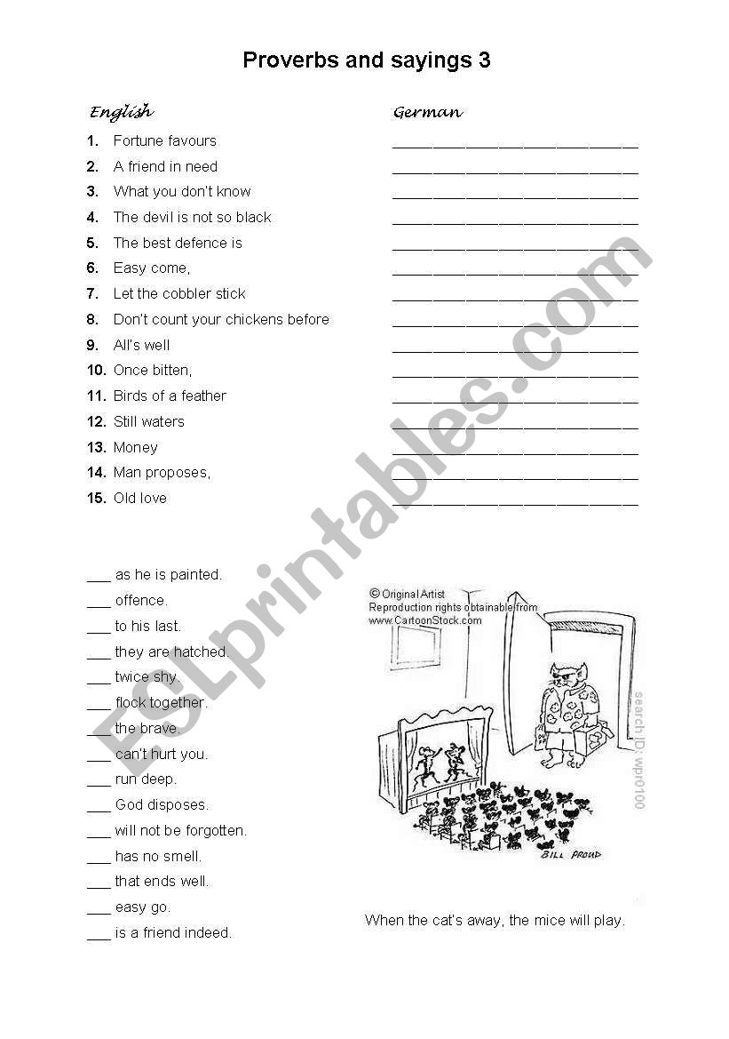 Proverbs and sayings 3 worksheet