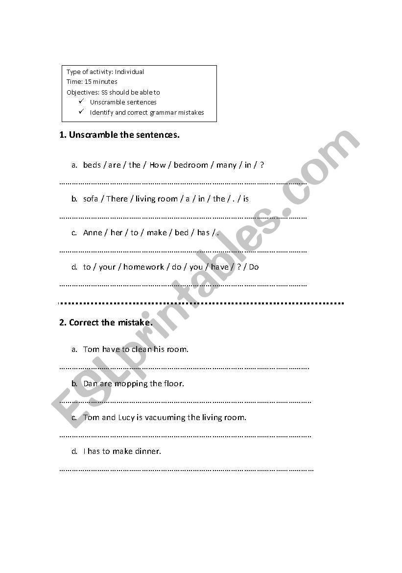 correct the mistakes worksheet