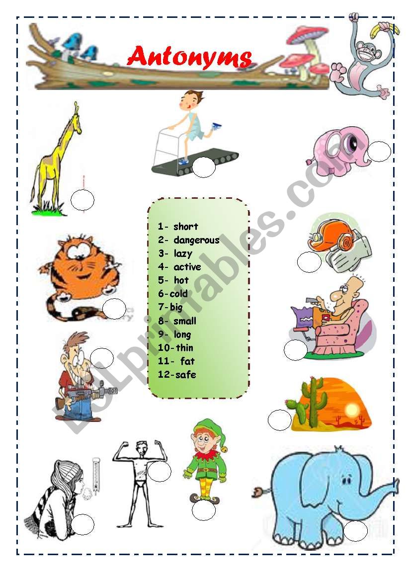 Adjectives (Antonyms)  + The key answer is provided