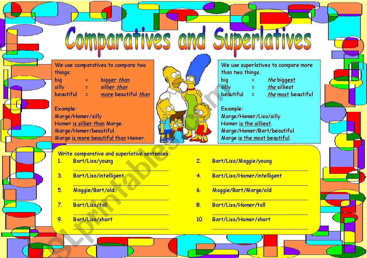 Comparatives and Superlatives worksheet