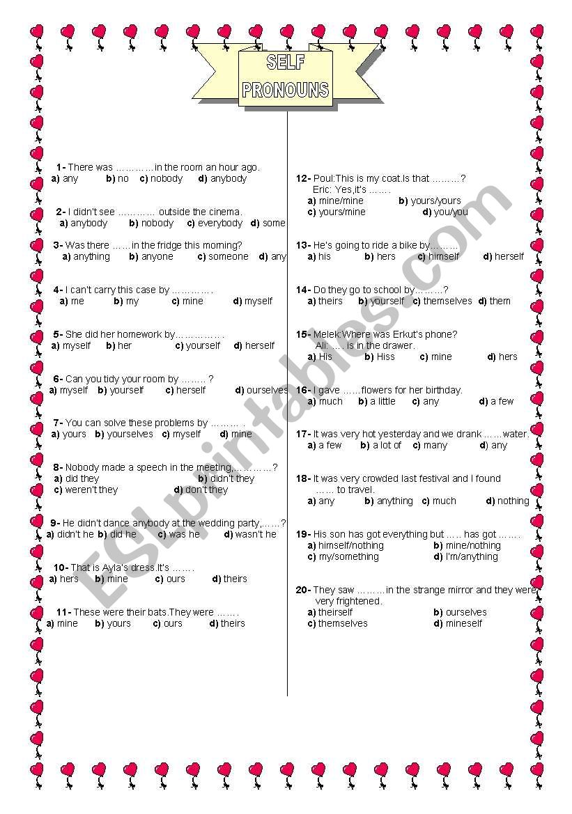 SELF PRONOUNS worksheet