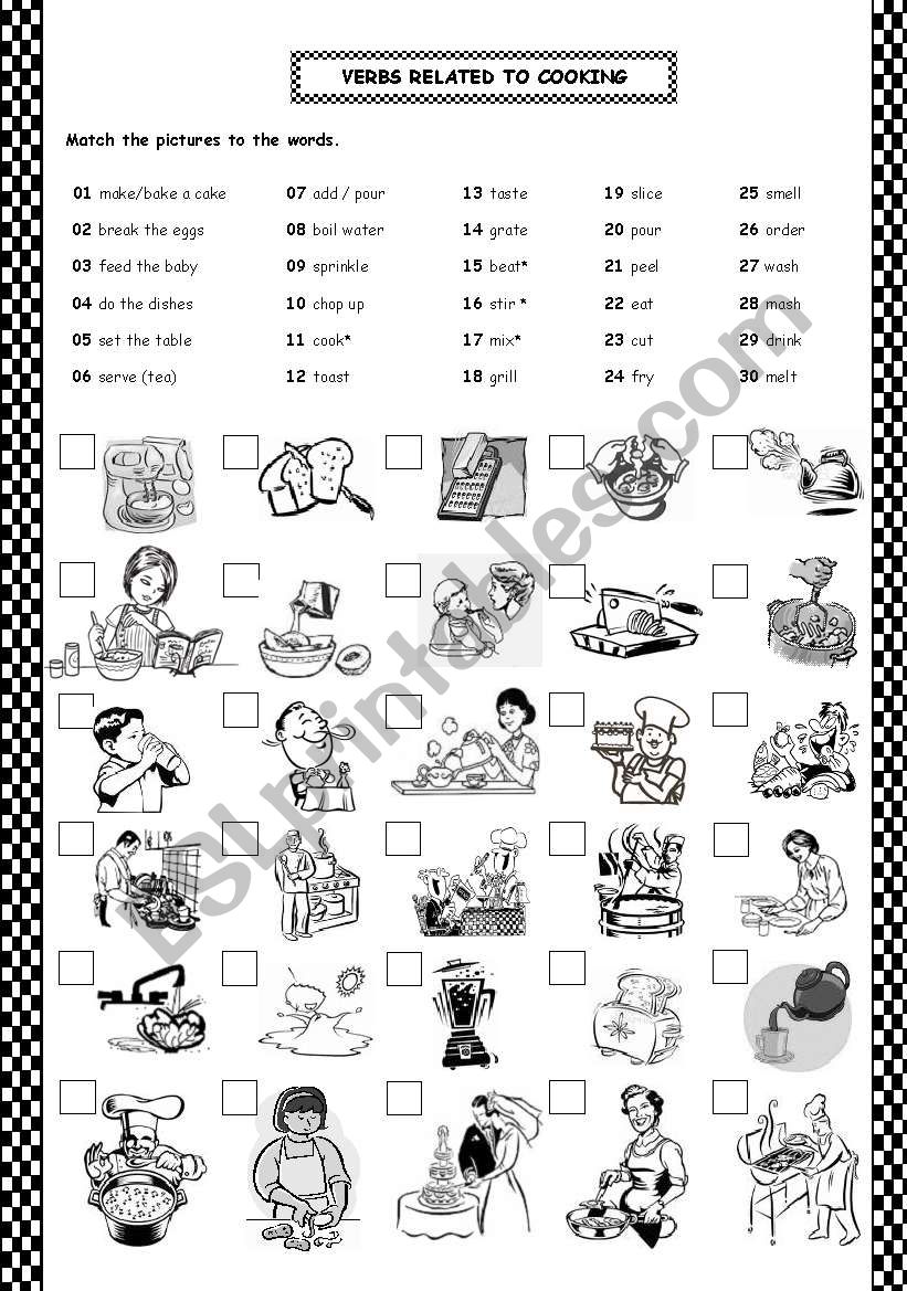 VERBS RELATED TO COOKING - ACTIONS - RESTAURANT 