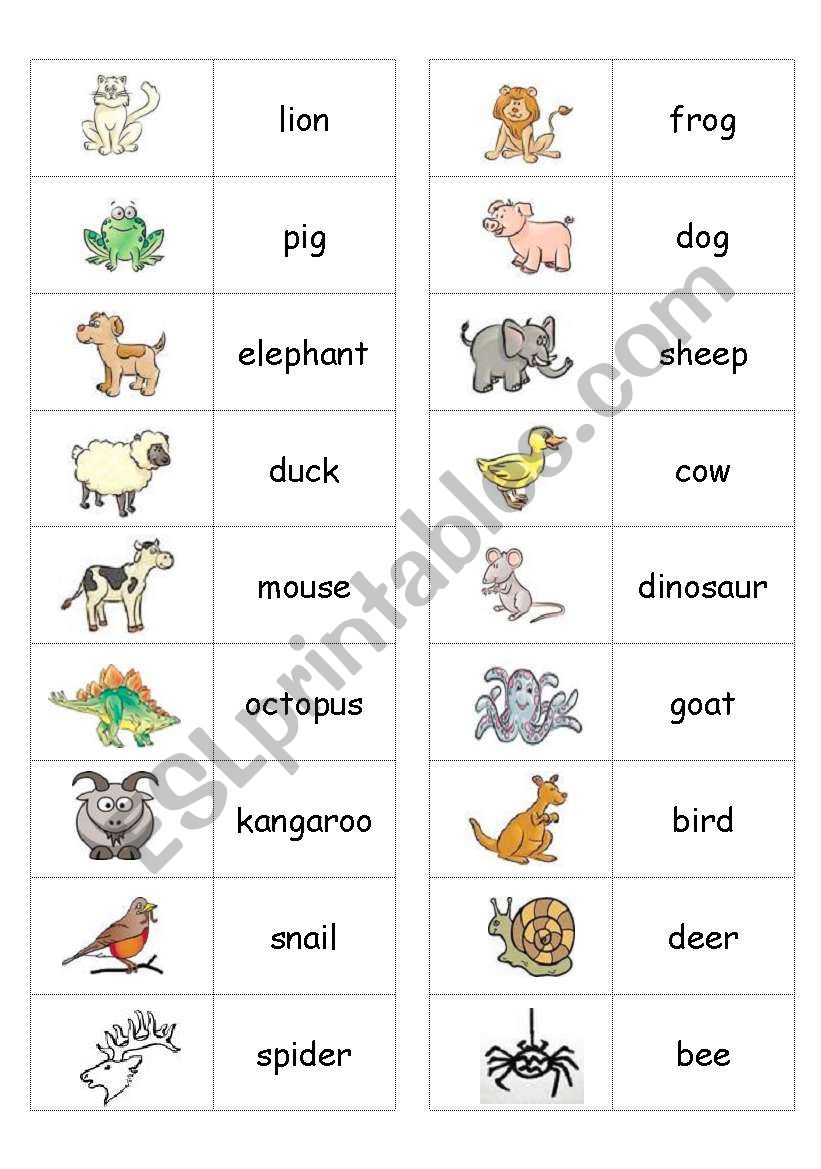 Animal Dominoes worksheet