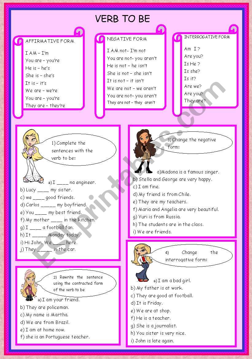 VERB TO BE worksheet